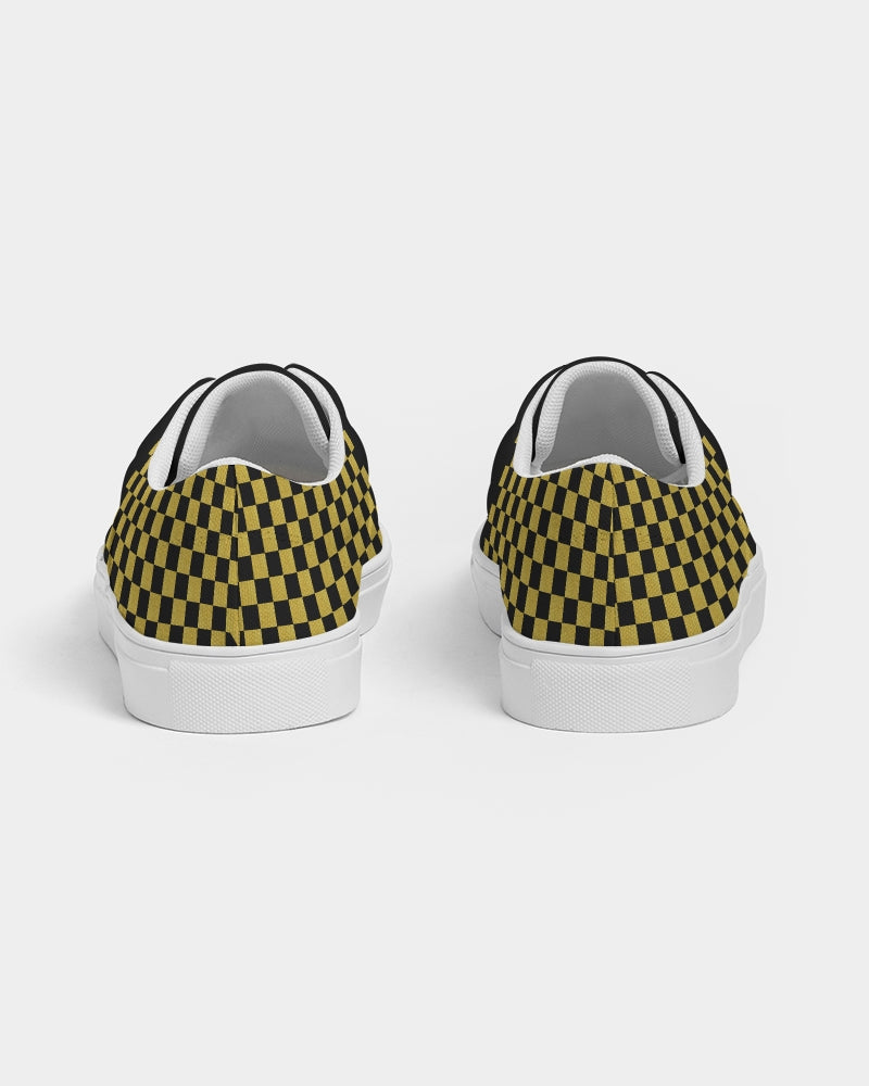 Speed Monkey Women's Gold Checker Lace Up Canvas Shoe