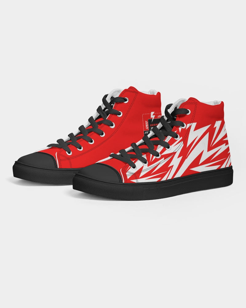 Red Lightning Speed Wear Men's Hightop Canvas Shoe - Black