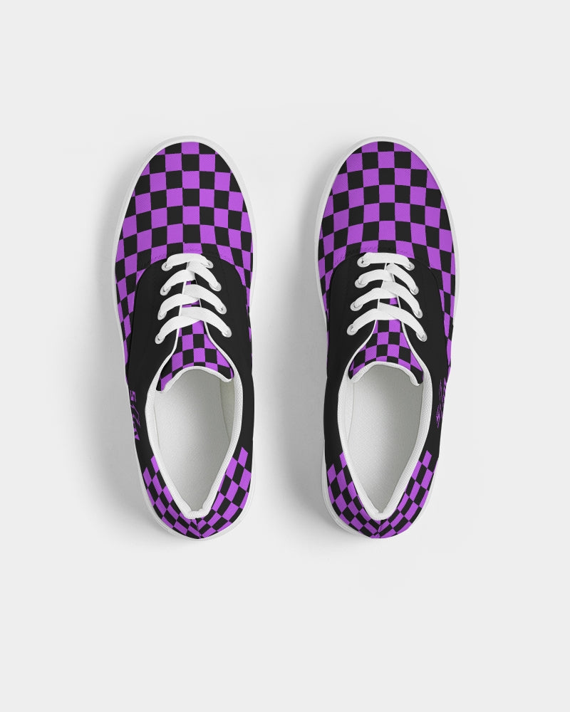 Speed Monkey Women's Lavender Checker Lace Up Canvas Shoe