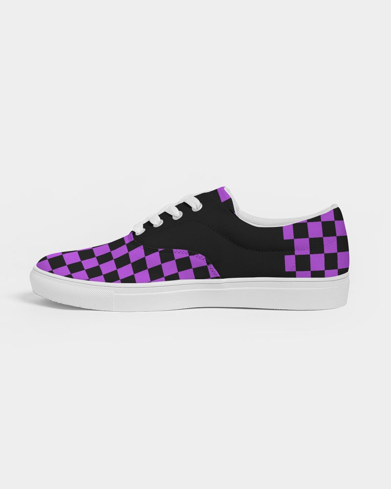 Speed Monkey Women's Lavender Checker Lace Up Canvas Shoe