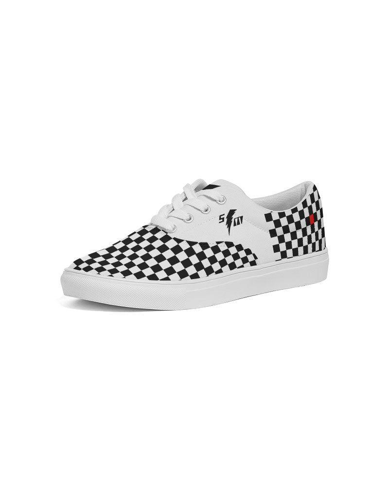 Speed Monkey Men's Black & White Checker Lace Up Canvas Shoe