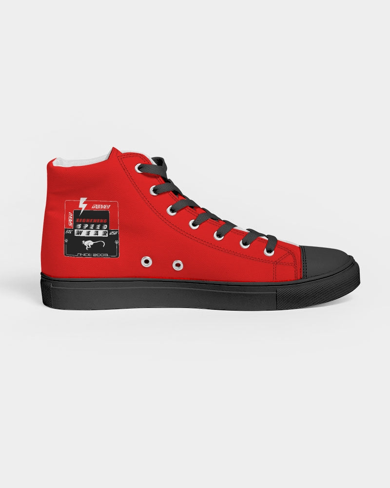 Red Lightning Speed Wear Men's Hightop Canvas Shoe - Black