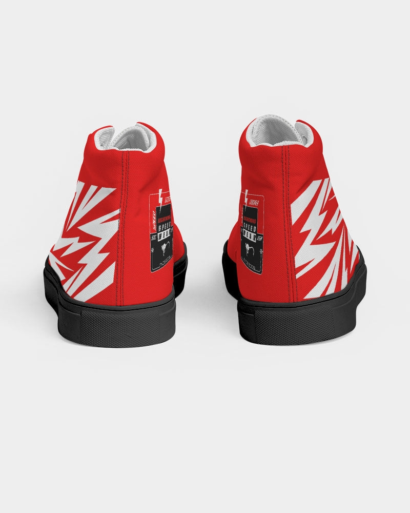 Red Lightning Speed Wear Men's Hightop Canvas Shoe - Black