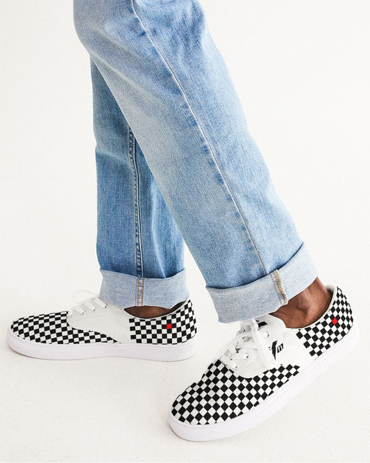 Speed Monkey Men's Black & White Checker Lace Up Canvas Shoe