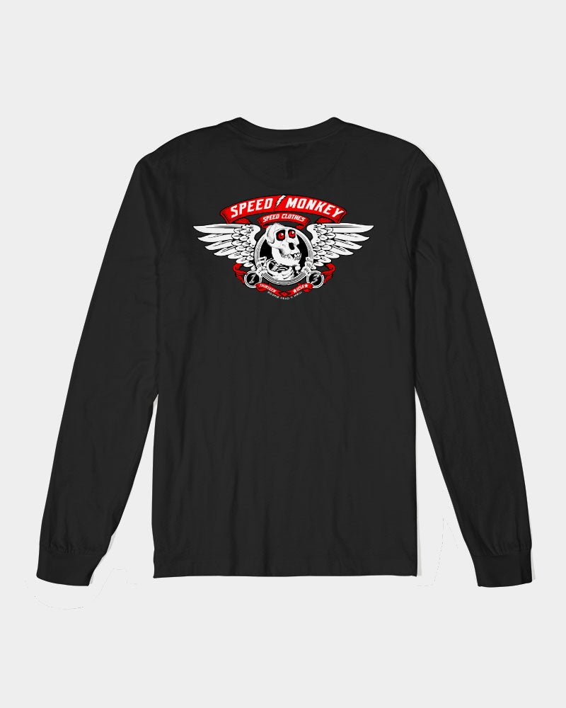 Speed Monkey Bones Brigade White Unisex Jersey Long Sleeve Tee | Bella + Canvas