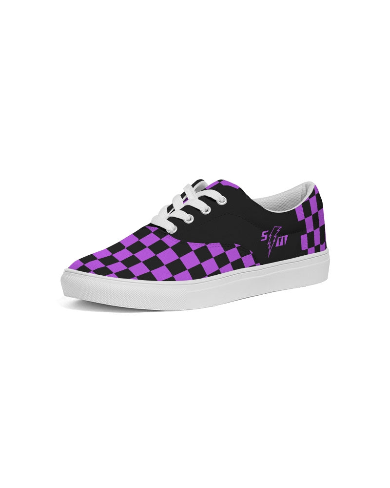 Speed Monkey Women's Lavender Checker Lace Up Canvas Shoe