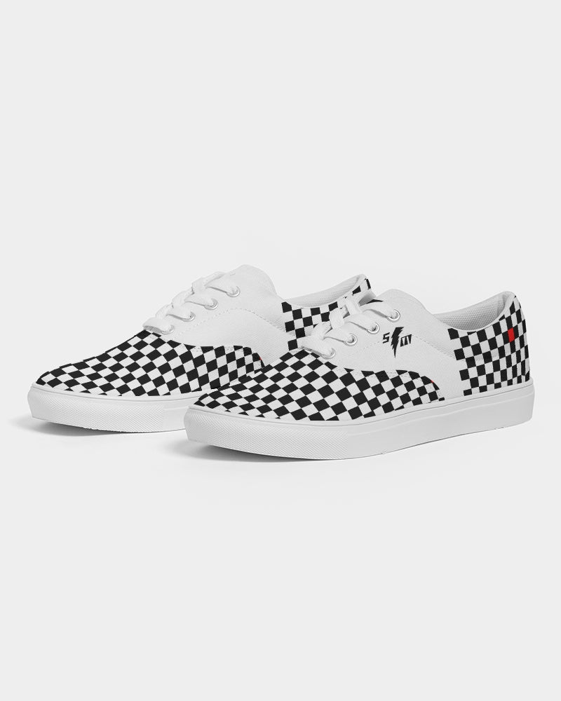 Speed Monkey Women's Black & White Checker Lace Up Canvas Shoe