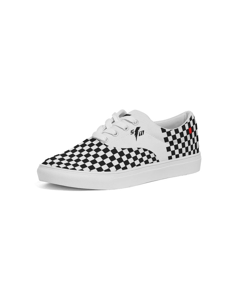 Speed Monkey Women's Black & White Checker Lace Up Canvas Shoe