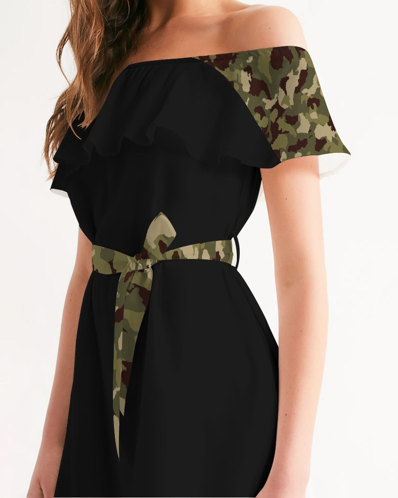 Speed Monkey Women's Camo Off-Shoulder Dress