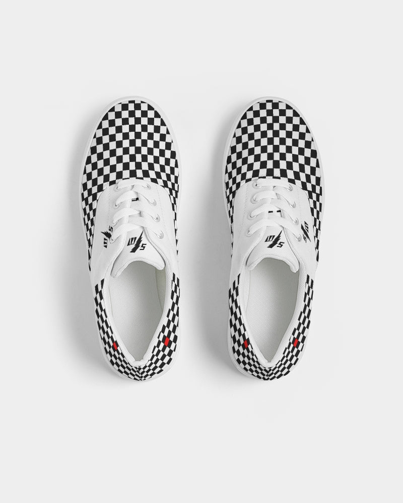 Speed Monkey Women's Black & White Checker Lace Up Canvas Shoe