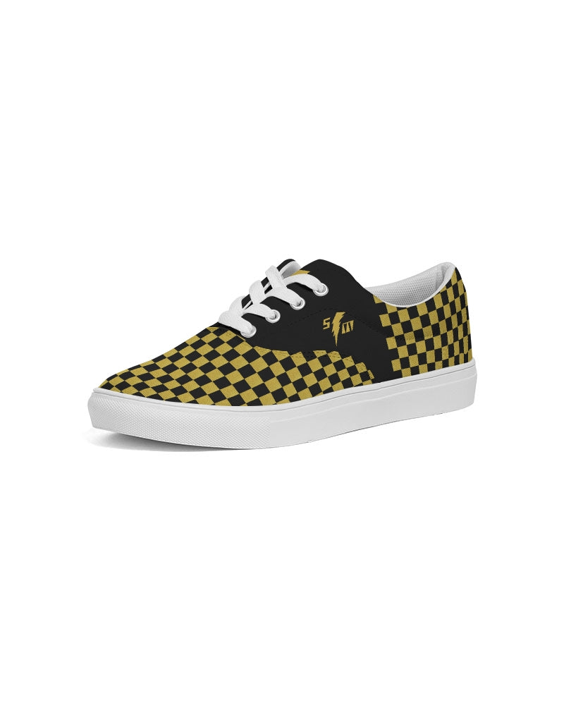 Speed Monkey Women's Gold Checker Lace Up Canvas Shoe