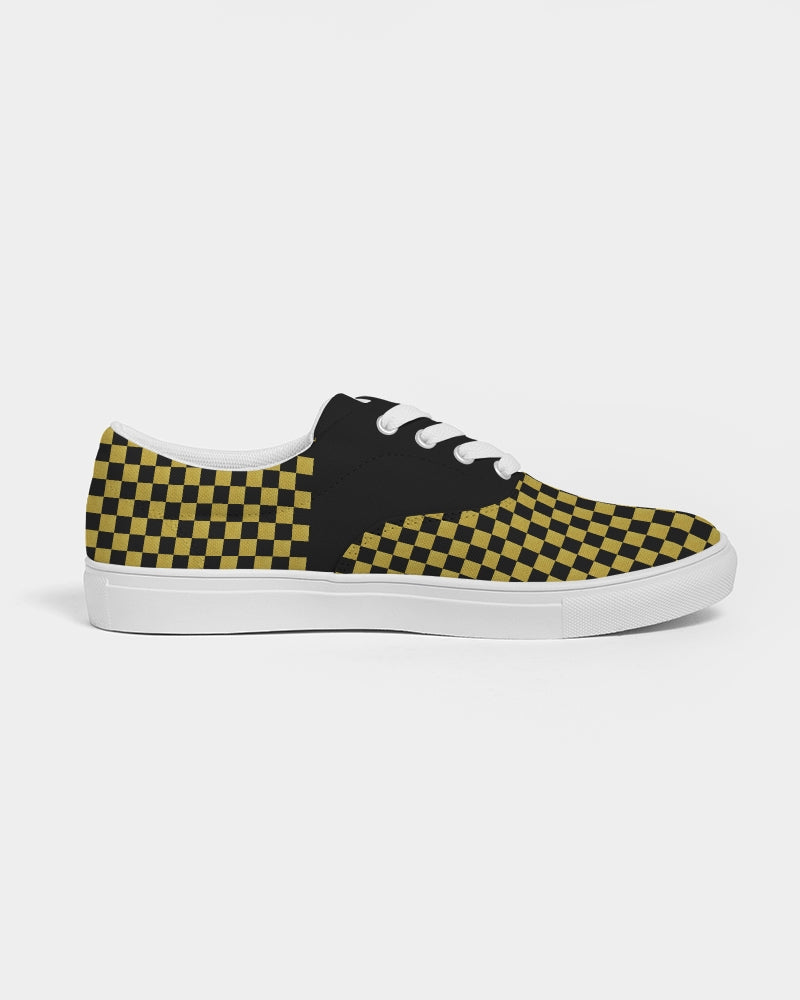 Speed Monkey Women's Gold Checker Lace Up Canvas Shoe