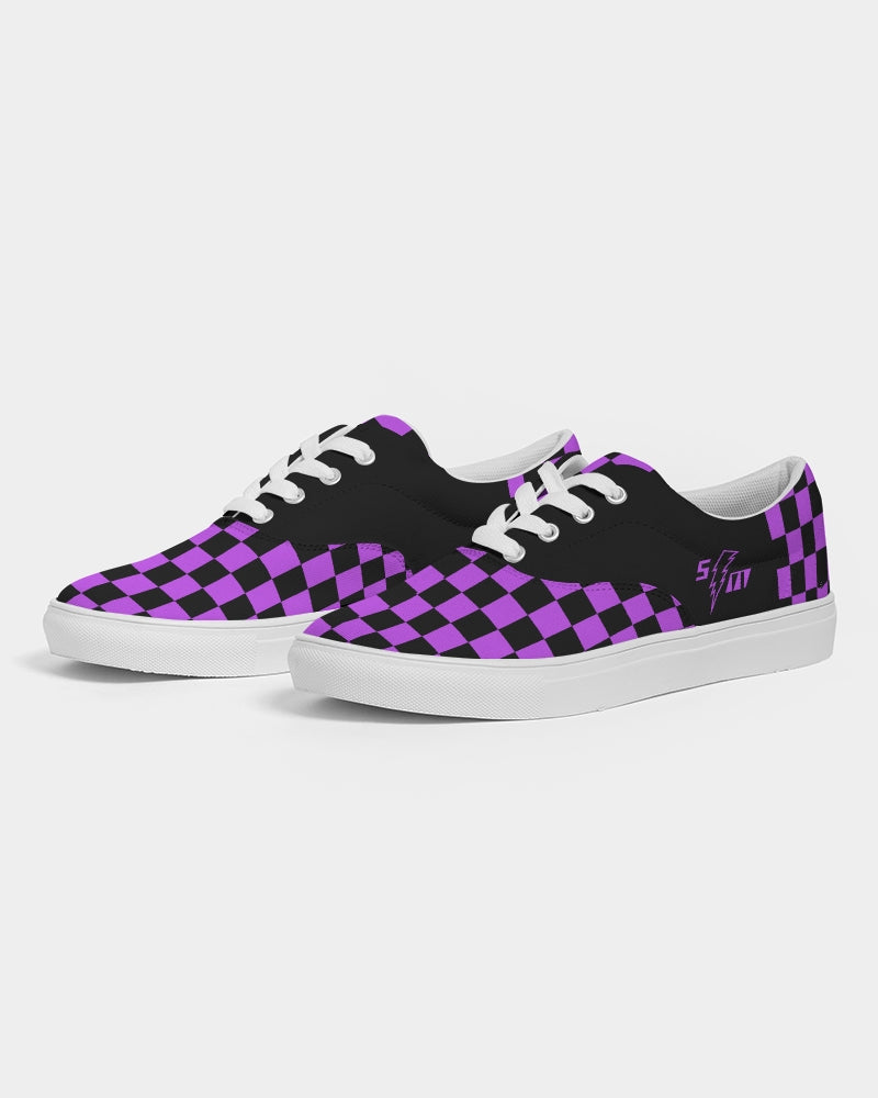 Speed Monkey Women's Lavender Checker Lace Up Canvas Shoe