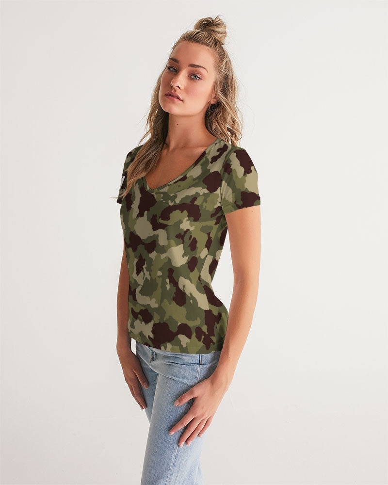 Speed Monkey Women's Camo V-Neck Tee