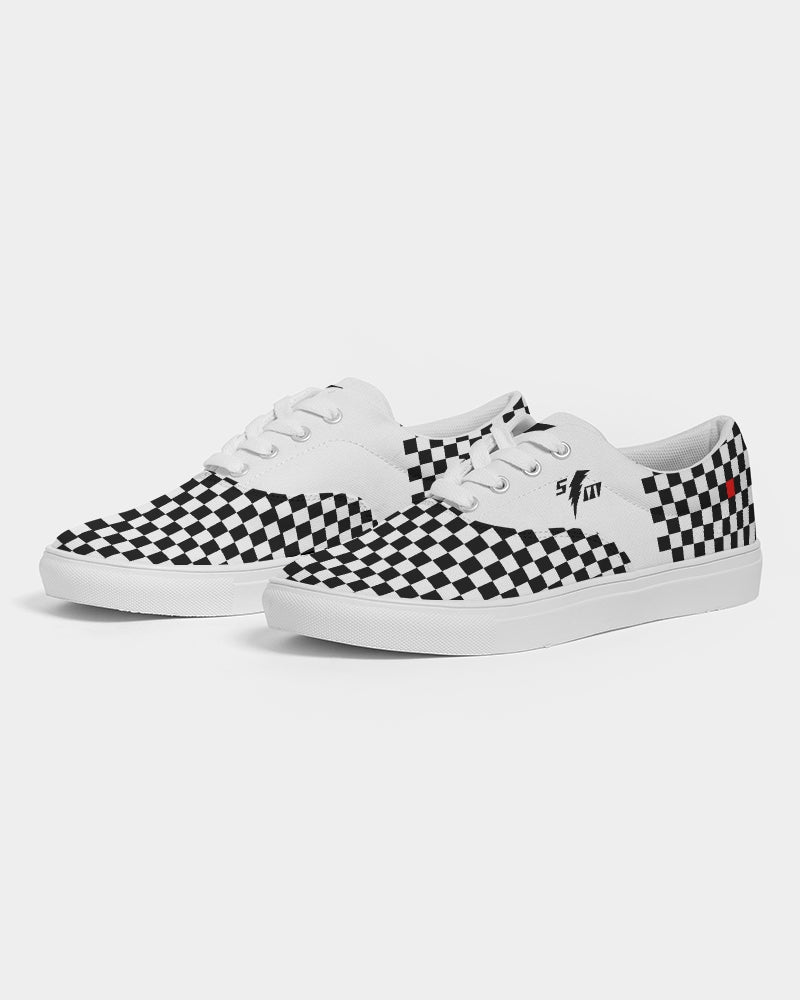 Speed Monkey Men's Black & White Checker Lace Up Canvas Shoe