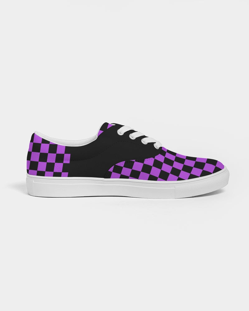 Speed Monkey Women's Lavender Checker Lace Up Canvas Shoe